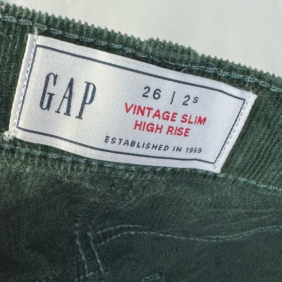 Gap Green Vintage Slim High Rise Corduroy Pants 26 Short - Picture 5 of 5